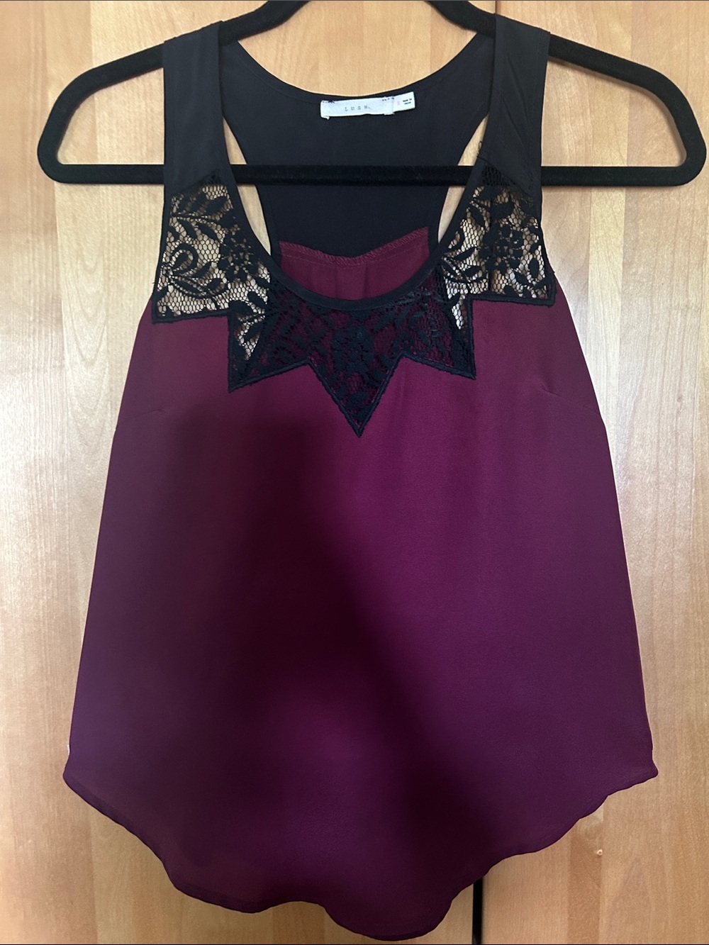 Lush Black Racerback Tank with Lace Trim